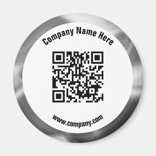 Silver Promotional Business Name QR-code Magneet (Voorkant)