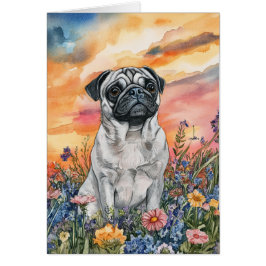Silver Pug - 5" x 7" Art Kaart
