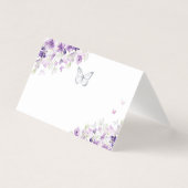 Silver purple floral butterfly plac card kaart (Voorkant)