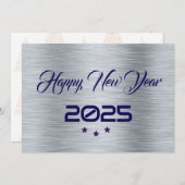 Silver purple wish card New Year met tree stars Feestdagenkaart (Voorkant / Achterkant)