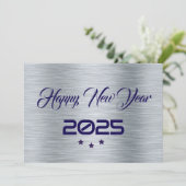 Silver purple wish card New Year met tree stars Feestdagenkaart (Staand voorkant)