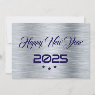 Silver purple wish card New Year met tree stars Feestdagenkaart