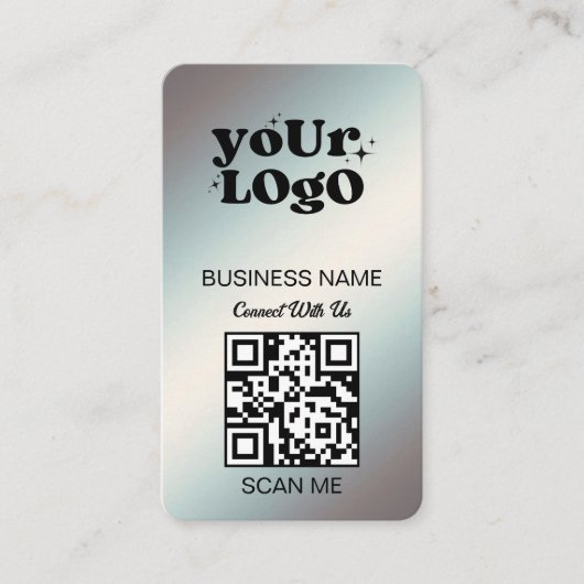 Silver QR Code Business Logo | Zwart Zilver Modern Visitekaartje (Voorkant)