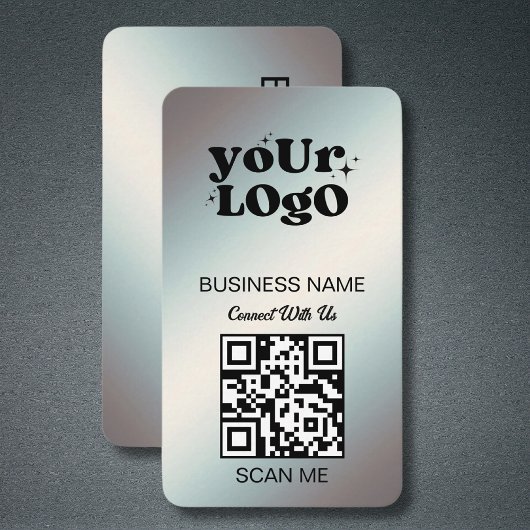 Silver QR Code Business Logo | Zwart Zilver Modern Visitekaartje
