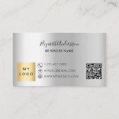 Silver qr code zakelijk logo klantenkaartje (Achterkant)