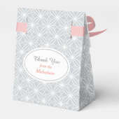Silver Quad Flower Pattern All Occasion Pink Bow Bedankdoosjes (Achterkant)