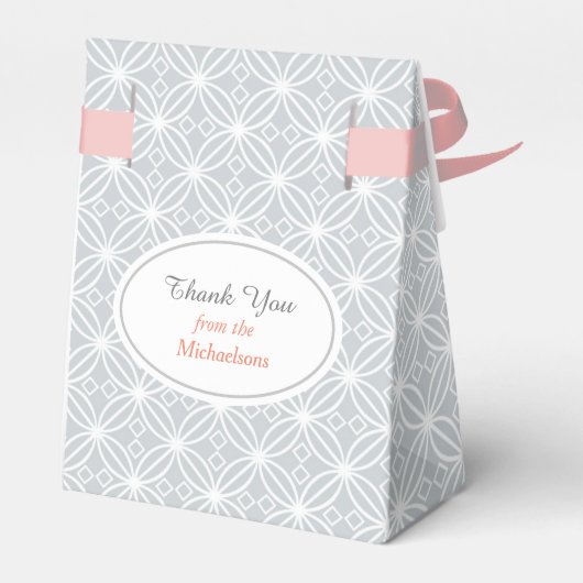 Silver Quad Flower Pattern All Occasion Pink Bow Bedankdoosjes (Achterkant)