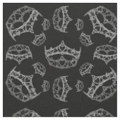 Silver Queen of Hearts crown tiara black fabric Stof (Close Up)
