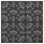 Silver Queen of Hearts crown tiara black fabric Stof (Swatch)