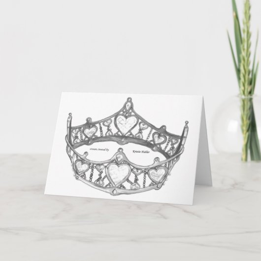 Silver Queen of Hearts crown tiara greeting card Kaart (Voorkant)