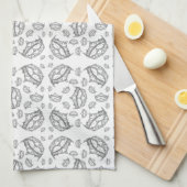 Silver Queen of Hearts crown tiara keukenhanddoek (Quarter Fold)