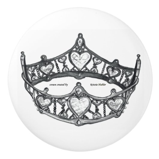 Silver Queen of Hearts crown tiara knob Keramische Knop (Voorkant)