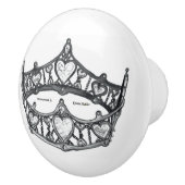 Silver Queen of Hearts crown tiara knob Keramische Knop (Rechts)
