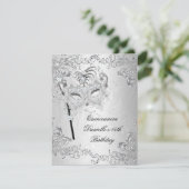 Silver Quinceanera 15th Birthday Masquerade Kaart (Staand voorkant)