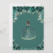Silver Quinceañera Emerald Green Floral Princess Kaart (Achterkant)