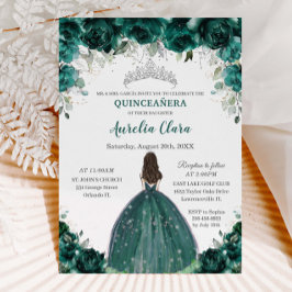 Silver Quinceañera Emerald Green Floral Princess Kaart