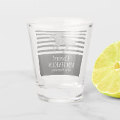 Silver Race Horse Black White Stripes Birthday Shot Glas (Achterkant)
