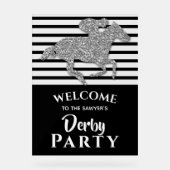 Silver Racehorse Black Stripes Derby Welkom Acryl Bord (Voorkant)