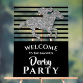 Silver Racehorse Black Stripes Derby Welkom Acryl Bord (Neutraal)