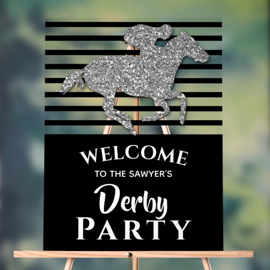 Silver Racehorse Black Stripes Derby Welkom Acryl Bord (Neutraal)