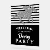 Silver Racehorse Black Stripes Derby Welkom Acryl Bord (Hoek)