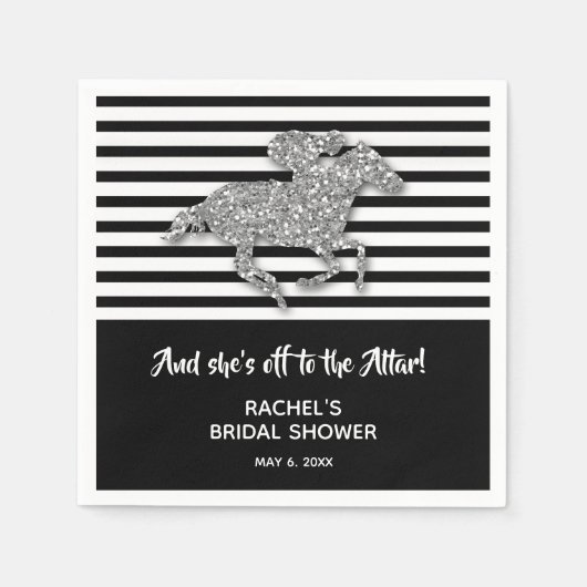 Silver Racehorse Derby Vrijgezellenfeest Servet (Voorkant)