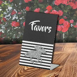 Silver Racehorse Vrijgezellenfeest Gunsten Reclamebord Met Voetstuk