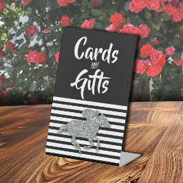 Silver Racehorse Vrijgezellenfeest Kaarten en gesc Reclamebord Met Voetstuk