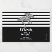 Silver Racehorse Vrijgezellenfeest Mini Likeurfles Etiket (Enkel label)