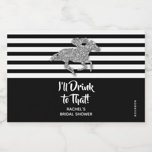 Silver Racehorse Vrijgezellenfeest Mini Likeurfles Etiket (Enkel label)