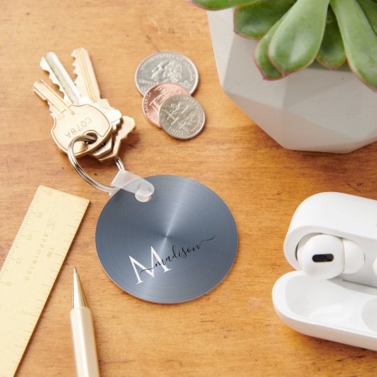 Silver Radiaal Metallic Script Name Sleutelhanger (Bureau)