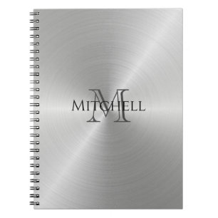 Silver Radial Metallic Monogram Notitieboek