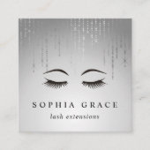 Silver Rain Lashes Vierkante Visitekaartje (Voorkant)
