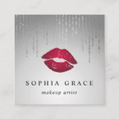 Silver Rain Makeup Artiest Lips Vierkante Visitekaartje (Voorkant)