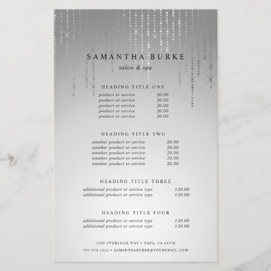 Silver Rain Pricing & Services Flyer (Voorkant)