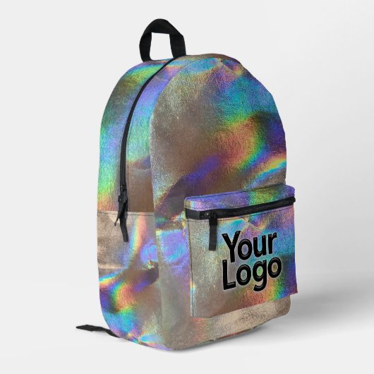 Silver Rainbow Holograph Glam Professional Logo Bedrukte Rugzak (Achterkant Hoek Links)