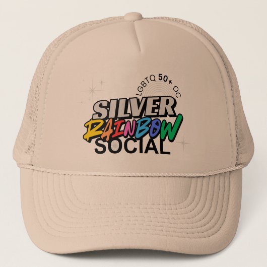 Silver Rainbow Social Trucker Hat Trucker Pet (Voorkant)