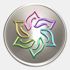 Silver Rainbow Star van David Envelope Seal Ronde Sticker