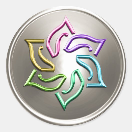 Silver Rainbow Star van David Envelope Seal Ronde Sticker (Voorkant)