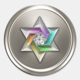 Silver Rainbow Star van David Gem Ronde Sticker