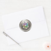 Silver Rainbow Star van David Gem Ronde Sticker (Envelop)