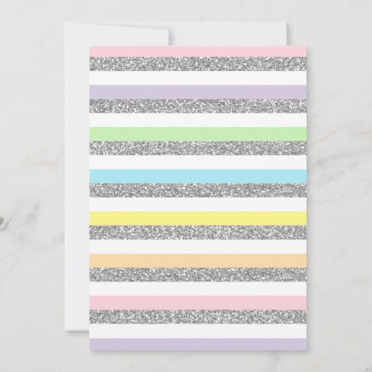 Silver Rainbow Unicorn Birthday Party Kaart (Achterkant)