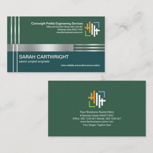 Silver Re Concrete Kolom Civil Engineer Visitekaartje (Voorkant / Achterkant)