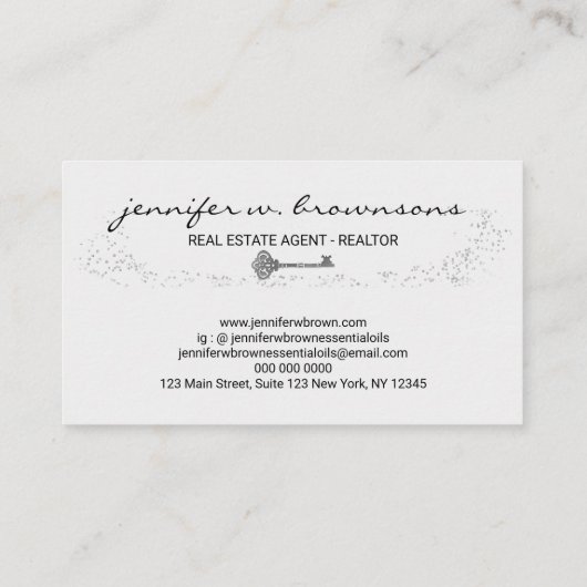 Silver Real Estate Retro Gold Key Visitekaartje (Achterkant)