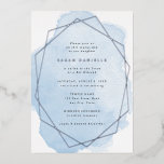 Silver Real Folie Lijst-Blue Waterverf Bat Mitzvah Folie Uitnodiging<br><div class="desc">Deze prachtige uitnodiging biedt een echt folie lijst in uw keuze uit goud,  zilver of roos goud. Voeg uw douanetekst toe gebruikend de vorm van de sjabloon. De extra opties voor tekst en lay-out zijn beschikbaar als u verkiest om verder aan te passen.</div>