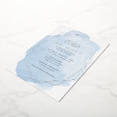 Silver Real Folie Lijst-Blue Waterverf Bat Mitzvah Folie Uitnodiging (Gedraaid)