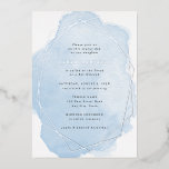 Silver Real Folie Lijst-Blue Waterverf Bat Mitzvah Uitnodiging<br><div class="desc">Deze prachtige uitnodiging biedt een echt folie lijst in uw keuze uit goud,  zilver of roos goud. Voeg uw douanetekst toe gebruikend de vorm van de sjabloon. De extra opties voor tekst en lay-out zijn beschikbaar als u verkiest om verder aan te passen.</div>