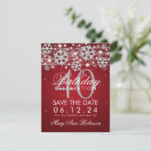 Silver Red 40th Birthday Save Date Winter Save The Date (Staand voorkant)