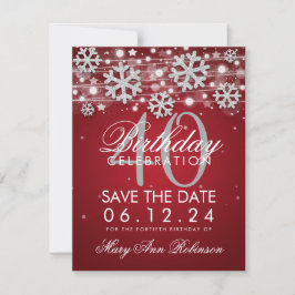 Silver Red 40th Birthday Save Date Winter Save The Date