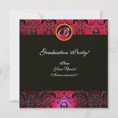 SILVER RED, BLACK DAMASK AFSTUDEREN MONOGRAM AANKONDIGING (Achterkant)